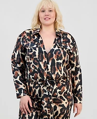 Full Circle Trends Trendy Plus Satin Shirt & Matching Pants Set