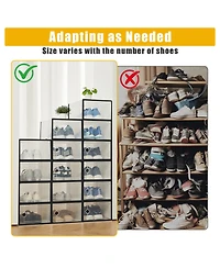 homfan 12Pcs Clear Collapsible Shoe Storage Boxes - Stackable Transparent Organizer Bins for Closet, Home, and Shoes Space-Saving