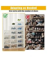 homfan 12Pcs Clear Collapsible Shoe Storage Boxes - Stackable Transparent Organizer Bins for Closet, Home, and Shoes - Space-Saving