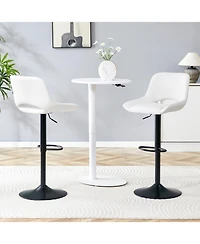 Rainsken Swivel Bar Stools Set of 2, with Linen Fabric Cushion, Metal Leg Kitchen Island Chairs, Holds Up to 250 lbs, for Restaurant, Dining Room