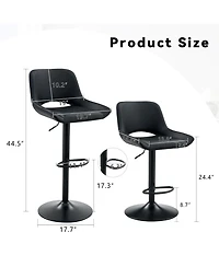 Rainsken Swivel Bar Stools Set of 2, with Linen Fabric Cushion, Metal Leg Kitchen Island Chairs, Holds Up to 250 lbs, for Restaurant, Dining Room