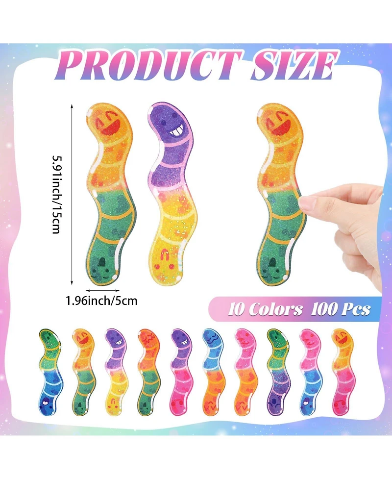 Gnuadz Worm-Shaped Bookmark Holographic Edition A Great Gift for Readers and Party Favor