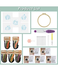 Gnuadz 5 Sets Embroidery Kit Beginners Flower Cross Stitch Cat