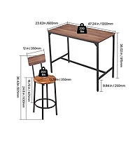 Sugift Bar Table 5PCS 47 Bars Tables Set Bar Tables and Chair Set with Rounded Edge Design
