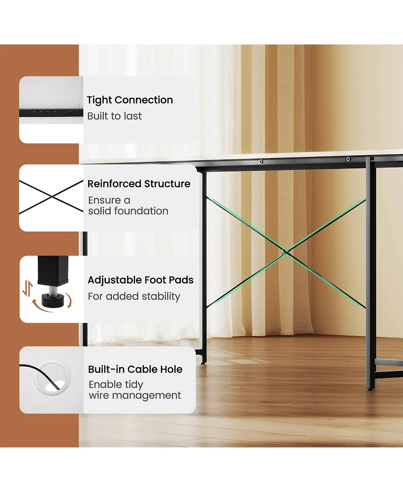 Slickblue 95 Inch L-Shaped Computer Desk with Monitor Stand Reversible
