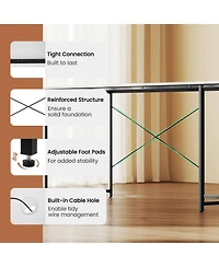 Slickblue 95 Inch L-Shaped Computer Desk with Monitor Stand Reversible