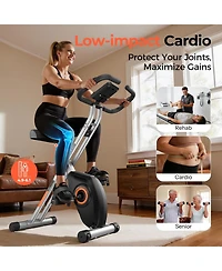 Fed Fitness Folding Indoor Cycling Bike, Quiet Compact Workout Bike with Large Seat and Lcd Monitor