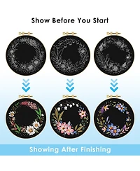 Gnuadz 3 Sets Embroidery Kit Floral Cross Stitch Hoops Threads Craft Lover Hand Garlands