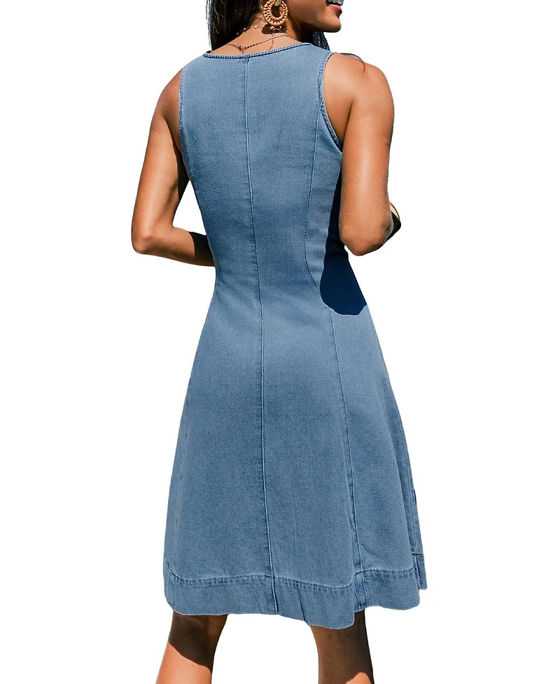 Cupshe Women's Message Received Denim Mini Beach Dress