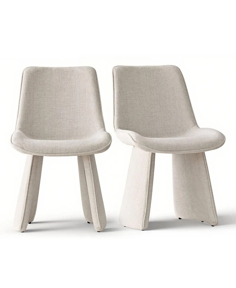 Maison Boucle Modern Upholstered Dining Chairs Set of 2, Curved Back, Armless