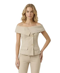 Modenaire Women's Off-The-Shoulder Foldover-Collar Top