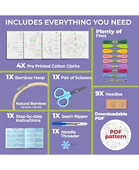 Gnuadz 4-piece Embroidery Kit 29 Stitches Beginners Patterns