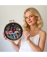 Gnuadz Embroidery Kit Mushroom Patterns Hoops Fabric Threads