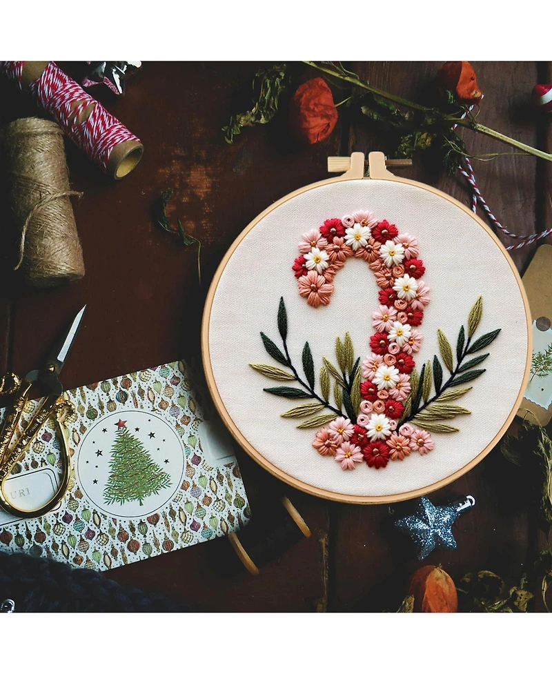 Gnuadz 3 Sets Holiday Embroidery Kit Beginners Hoop Diy Craft