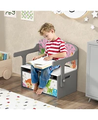 Gouun 3-in-1 Kids Convertible Activity Bench with 2 Removable Fabric Bins
