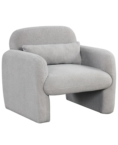 Gouun Sherpa Accent Chair with Lumbar Pillow and Curved Armrests