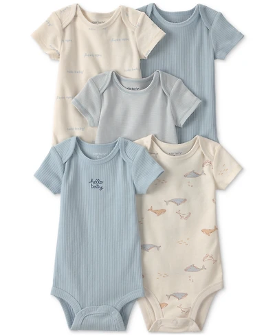 Carter's Baby Boys' Whale Print Short-Sleeve Bodysuits, 5-Pack