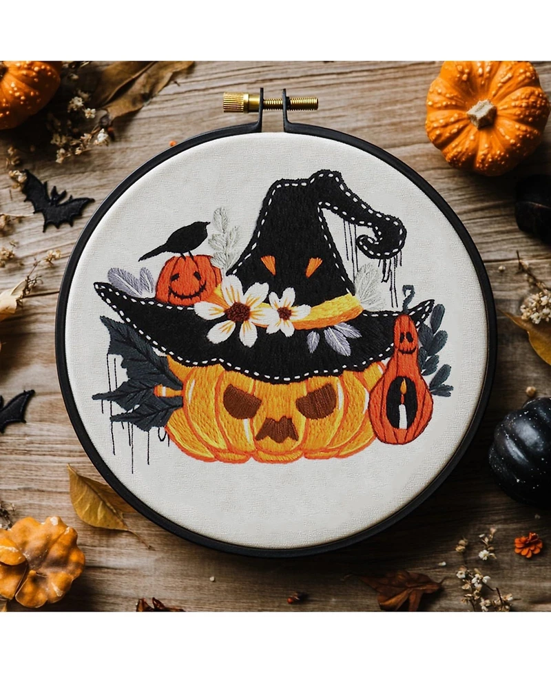 Gnuadz 3 Sets Embroidery Kit Gothic Cross Pumpkin Pattern Diy Gift