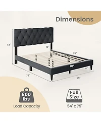 Slickblue Platform Bed Frame with Upholstered Tufted Headboard and Slats
