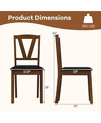 Slickblue Set of 2 Dining Chairs with Pu Leather Seat, Wooden Frame and Modern Design