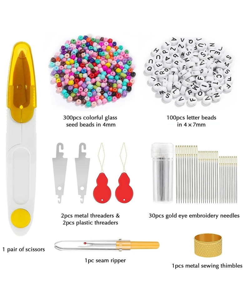Gnuadz 400plus pieces Friendship Bracelet Kit Embroidery Floss Beads Tools