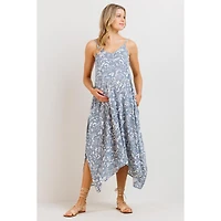 Hello Miz Maternity Floral V-Neck Spaghetti Strap Midi Dress with Pockets