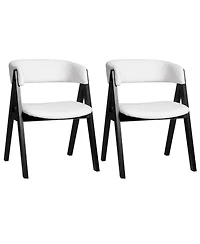 Slickblue Set of 2 Wooden Dining Chairs with Sherpa Upholstery, Mid Century Modern Kitchen