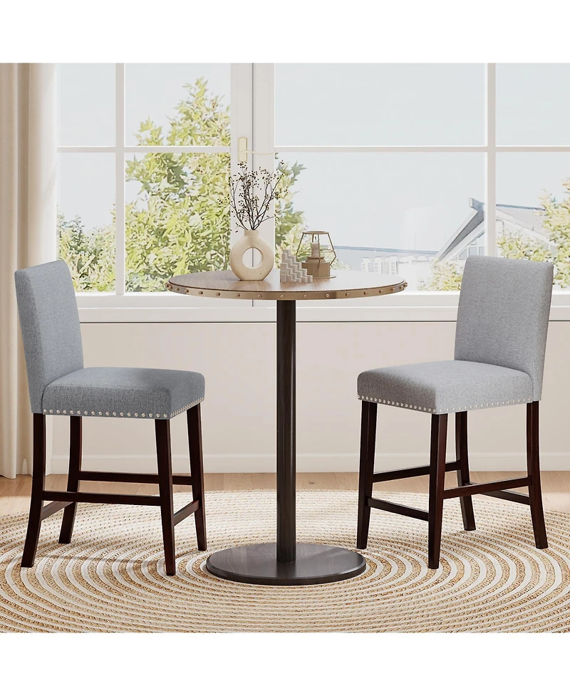 Slickblue Set of 2 Counter Height Bar Chairs with Cushioned Seat and Back Support