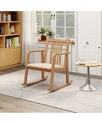 Gouun Solid Wood Outdoor Rocking Chair with Slatted Seat