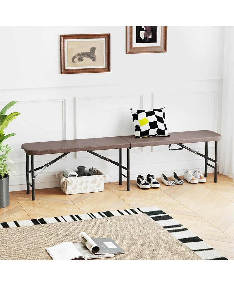 Gouun All-Weather Steel Frame Outdoor Bench 71-Inch
