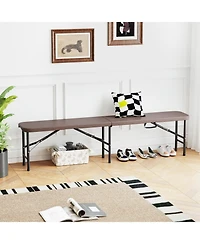 Gouun All-Weather Steel Frame Outdoor Bench 71-Inch