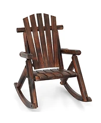 Gouun Patio Rocking Chair Fir Wood with High Backrest