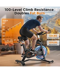 Fed Fitness Light Commercial Exercise Bike, 50LB Flywheel, 100-Level Magnetic Resistance, 400LB Capacity, Bluetooth, 20dB Quiet
