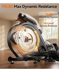 Fed Fitness Pro Max Magnetic Rowing Machine, Enhanced Magnetic Resistance, Bluetooth and App Supported, Comfortable Seat Cushion