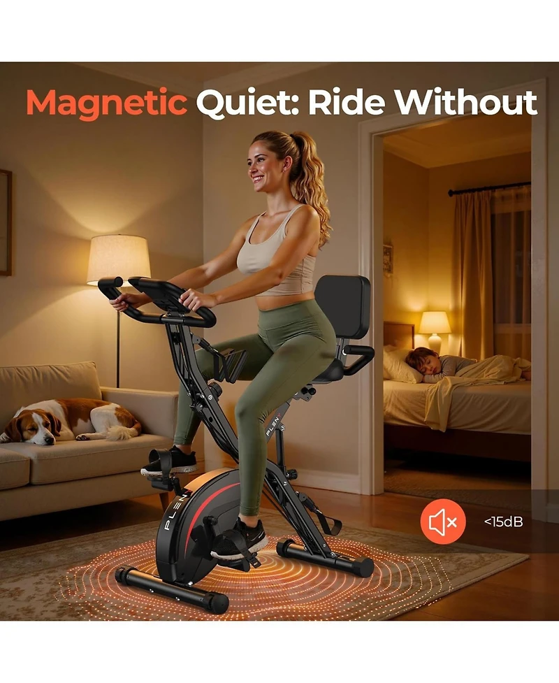 Fed Fitness 5-in-1 Folding Exercise Bike with 6.6LB Flywheel, 330LB Capacity, Magnetic Resistance, Lcd Monitor