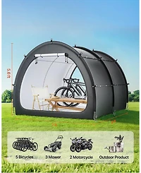Gouun Outdoor Bike Storage Tent for 5+ Bikes, Waterproof Fan-Shaped Cover with Ventilated Window