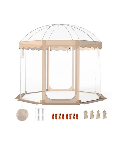 Gouun Pop Up Clear Bubble Tent 10x10 ft for 8-10 People, 540-Degree Panoramic Pvc Weatherproof Pod