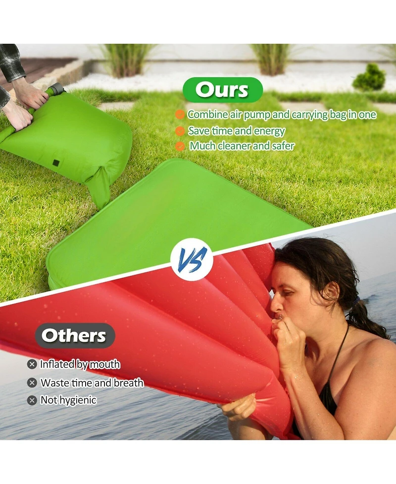 Gouun Self-Inflating Folding Camping Sleeping Mattress with Carrying Bag, Lightweight Portable Pad