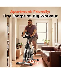 Fed Fitness Friction 1.0 Stationary Bike, 300lb Capacity Brake Pad Exercise Bike with App, Tablet Holder and Fitness Courses for Home Workout