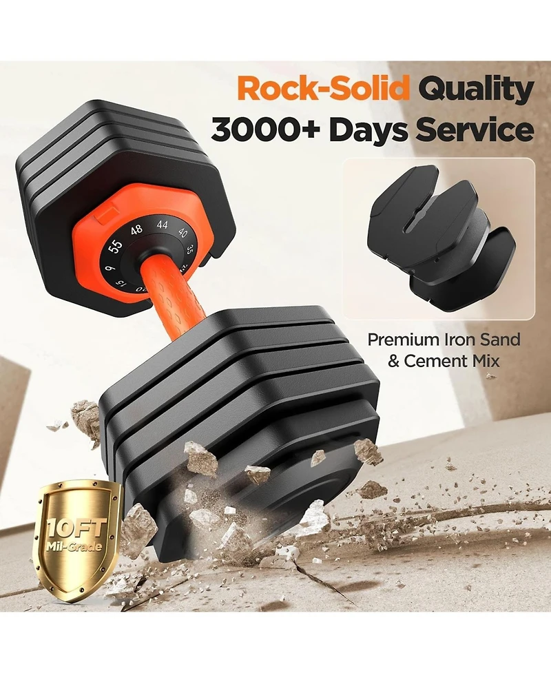 Fed Fitness 55LB Pro Advanced Adjustable Dumbbell Set Pair 10-Level Weights Double Adjustment Gears Flexible Quick Adjust Home Gym Fitness Equipment