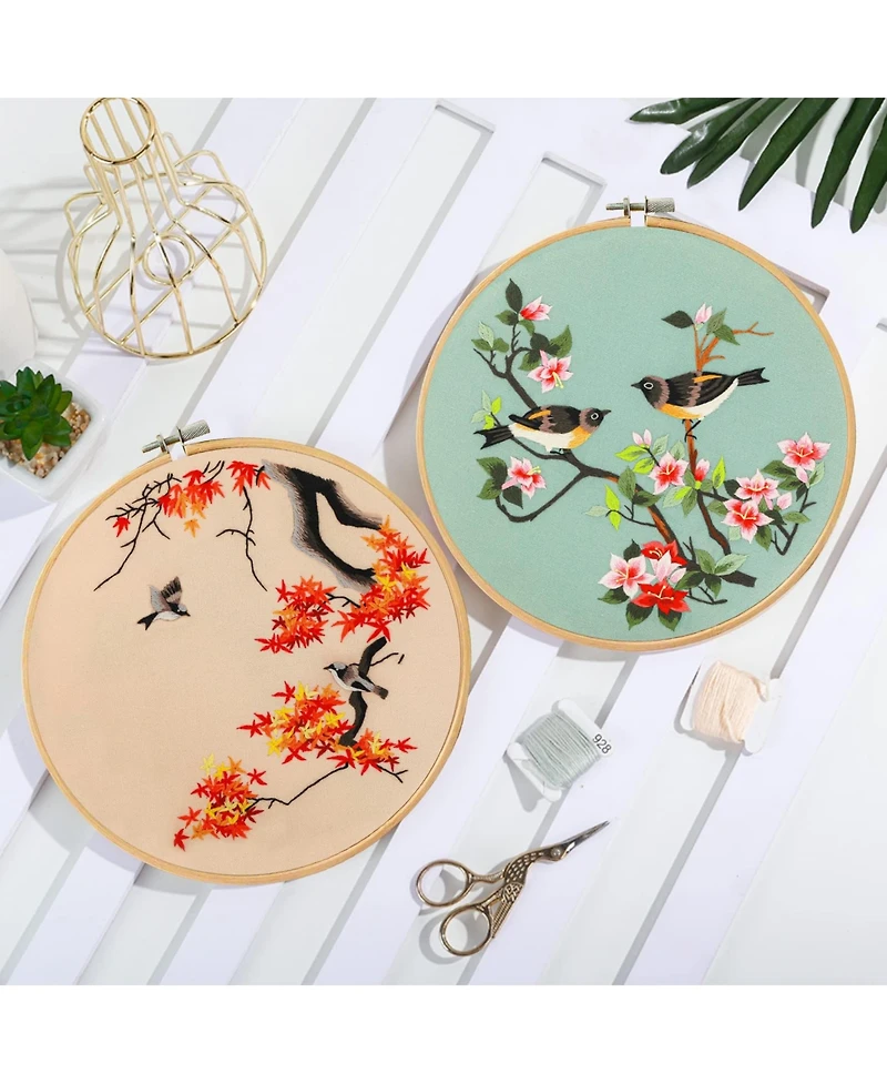 Gnuadz 3 Pack Bird Embroidery Kit Adults Beginners Hoop Needlepoint