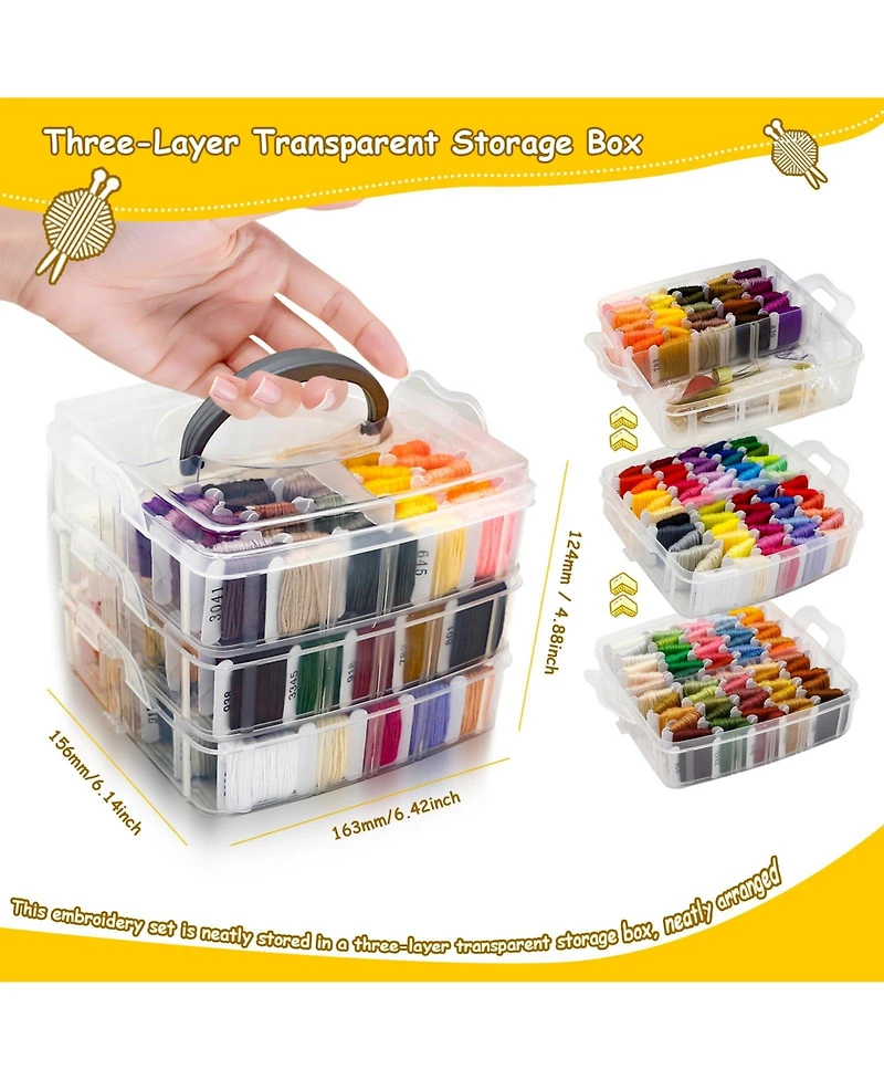 Gnuadz 187pieces Embroidery Floss Cross-stitch Thread Kit Tailoring Tools Friendship Bracelets Sewing Handicraft Diy