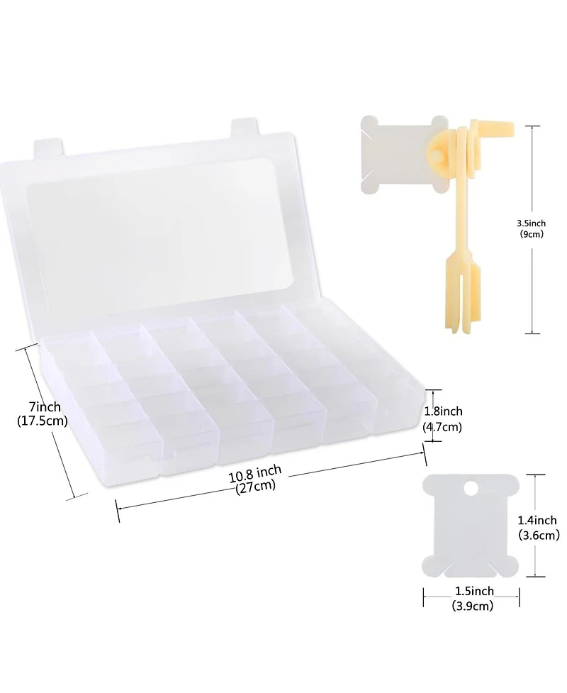 Gnuadz Embroidery Floss Organizer Box With Bobbin Winder 120 Bobbins