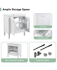 Sillysis 30 Inch Modern Bathroom Vanity with Ceramic Sink, No Assembly Required, Soft-Close Doors and Ample Storage for Home Bath