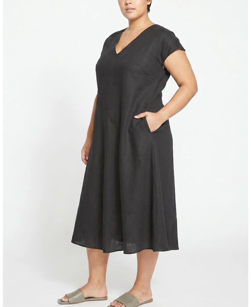 Universal Standard Plus Louvre Bow Back Linen Dress