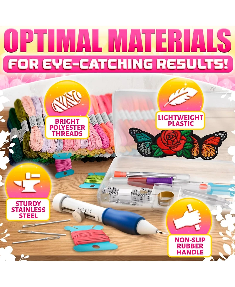 Gnuadz 137-piece Embroidery Kit Punch Needle Cross Stitch Tools Floss Set
