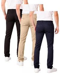 Galaxy By Harvic Men's Super Stretch Slim-Fit Chino Pants Set, 3-Pack