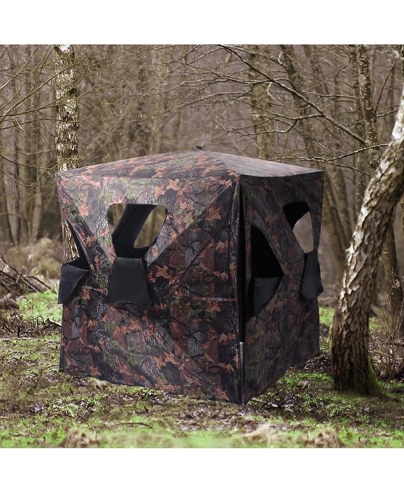 Gouun Pop Up Hunting Ground Blind, Portable Deer and Turkey Camouflage Concealment Tent with Carry Bag