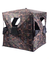Gouun Pop Up Hunting Ground Blind, Portable Deer and Turkey Camouflage Concealment Tent with Carry Bag