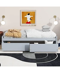 Sailvan Bed with 2 Drawers, Solid Rubber Wood